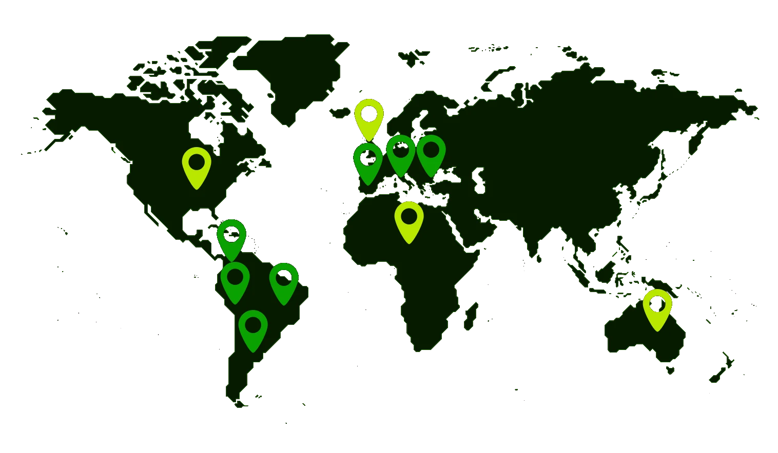 World map showing the locations of Alive Analytika's team and clients